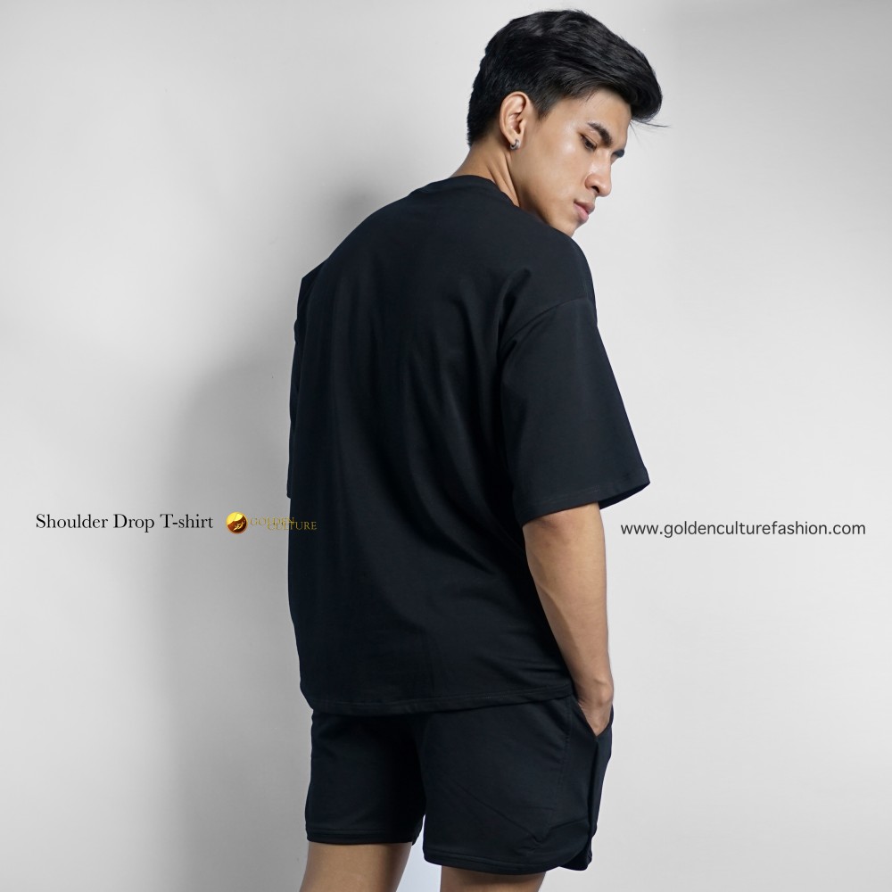 Golden Culture Oversized Premium Loop Cotton Boy T-shirt (Black)